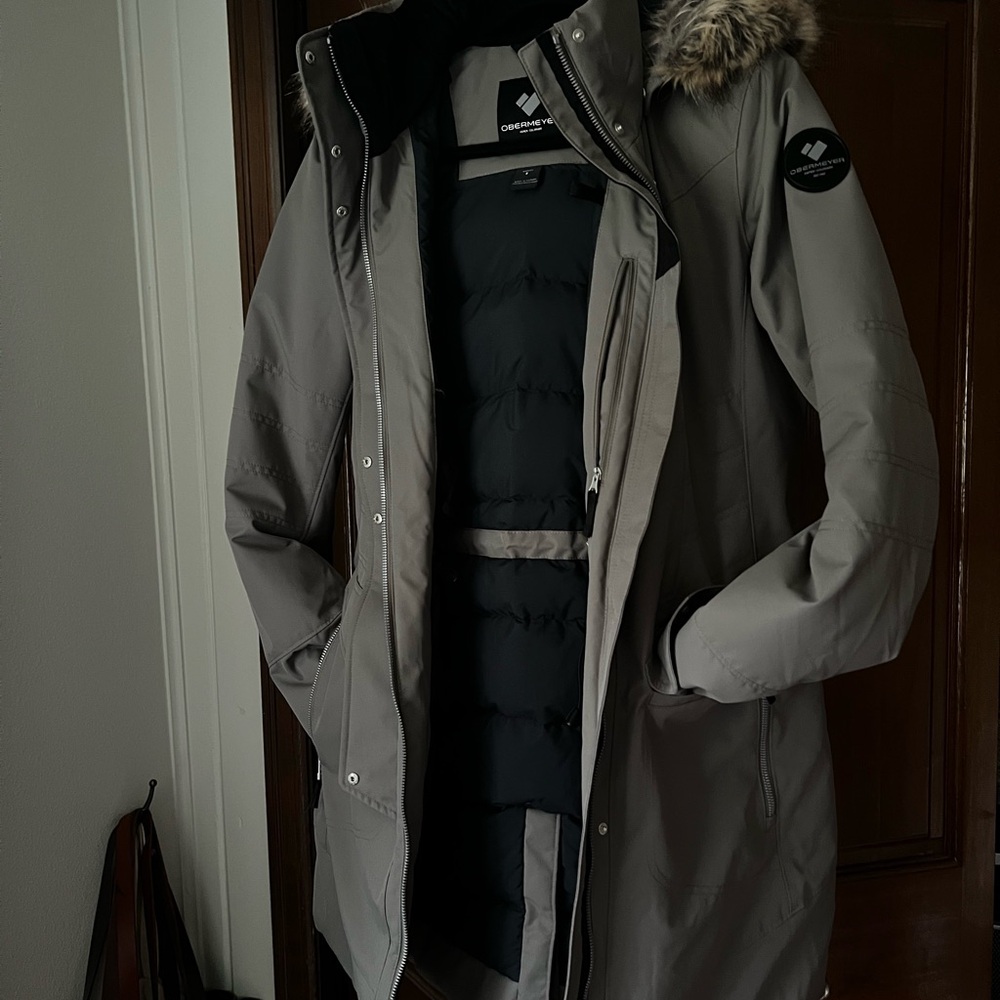 Olive Gray Down Overmeyer Parka with Fur Hood